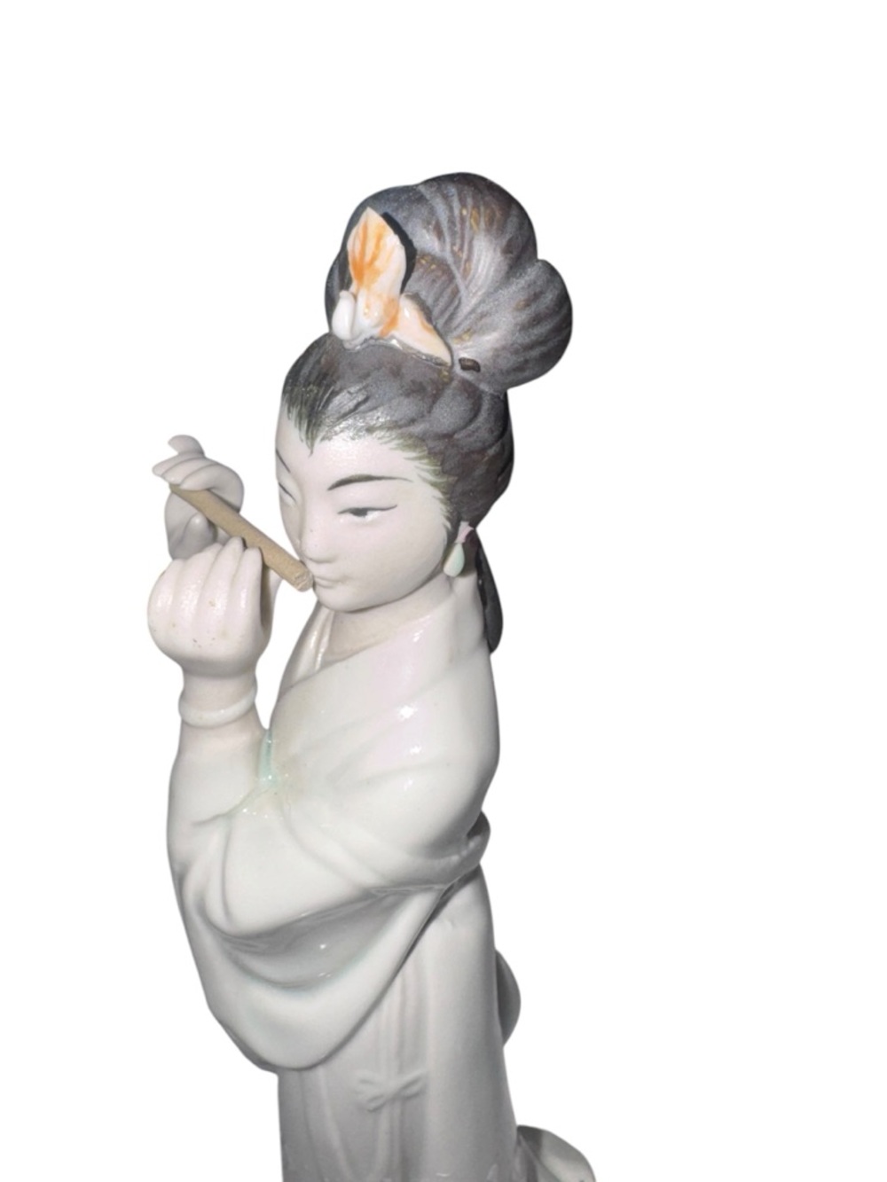 Source Unknown Cream Ceramic Geisha Figurine Playing Flute - Picture 6 of 8